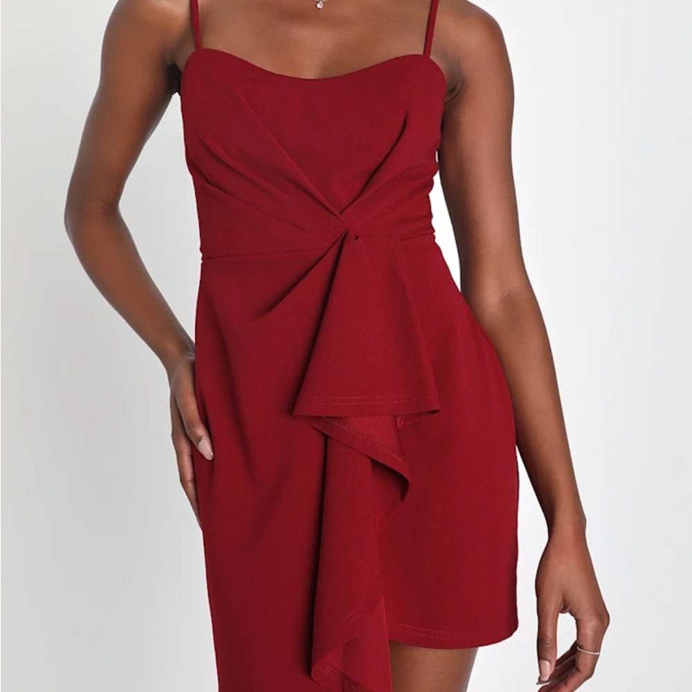 Lulu's Elegant Wine Red Mini Dress